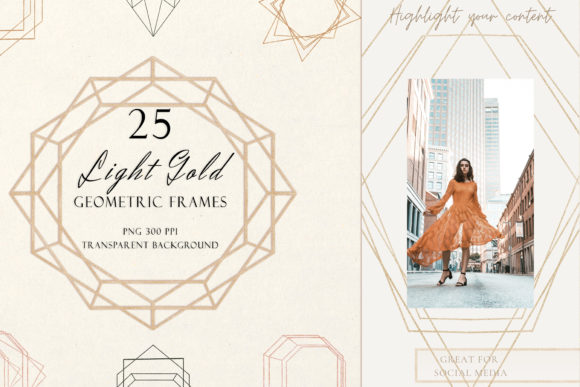25 Elegant Light Gold Geometric Frames
