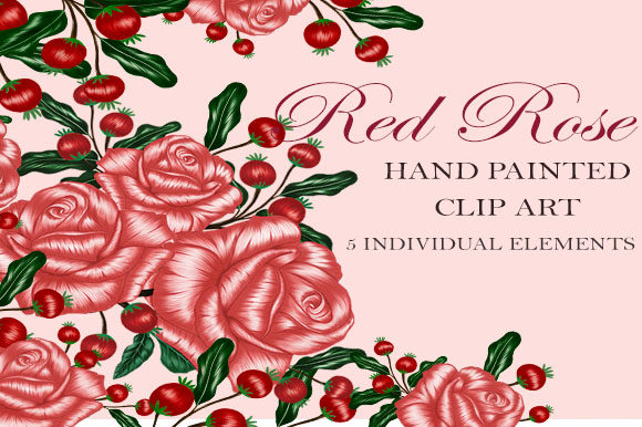 Rose and Red Lace Hand Painted Clip Art: A Versatile Design Element for Creative Projects