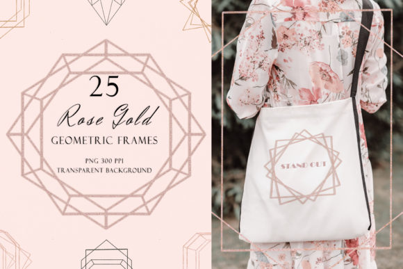 Rose Gold Polygonal Frames and Shapes: A Versatile Asset for Creative Projects