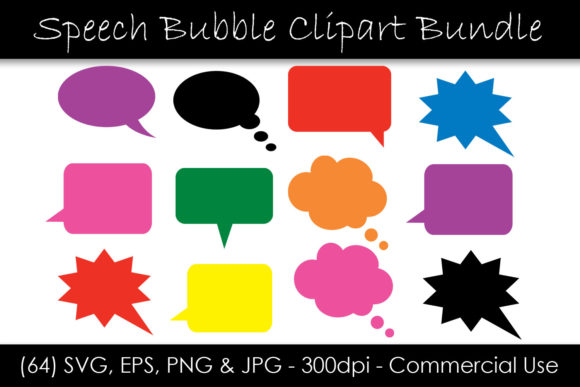 Speech Bubble Clipart - Solid Colors