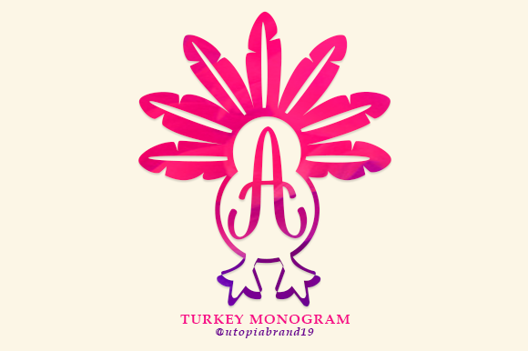 Turkey Monogram Font for Thanksgiving Cards