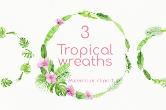 Watercolor Tropical Summer Floral Wreath